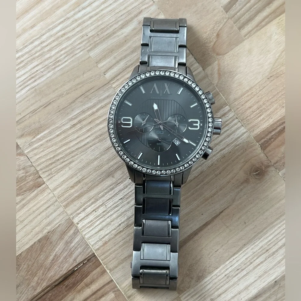 Armani Exchange Chronograph Crystal Men’s Watch All Stainless Steel, Date Window